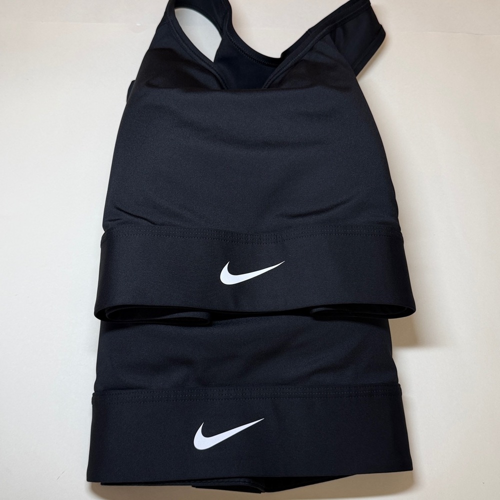 Nike Women's Black Sports Bra with White Logo
